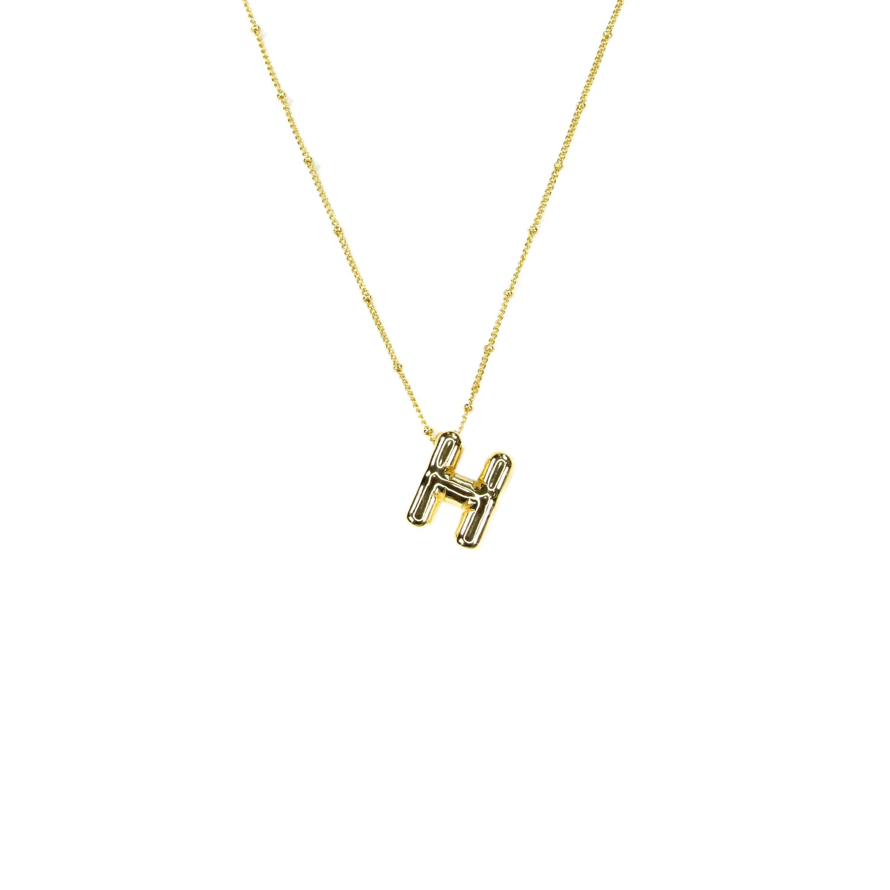 Initial Balloon Bubble 18K Gold Necklace: H/ Gold Filled - FORM + CONTENT