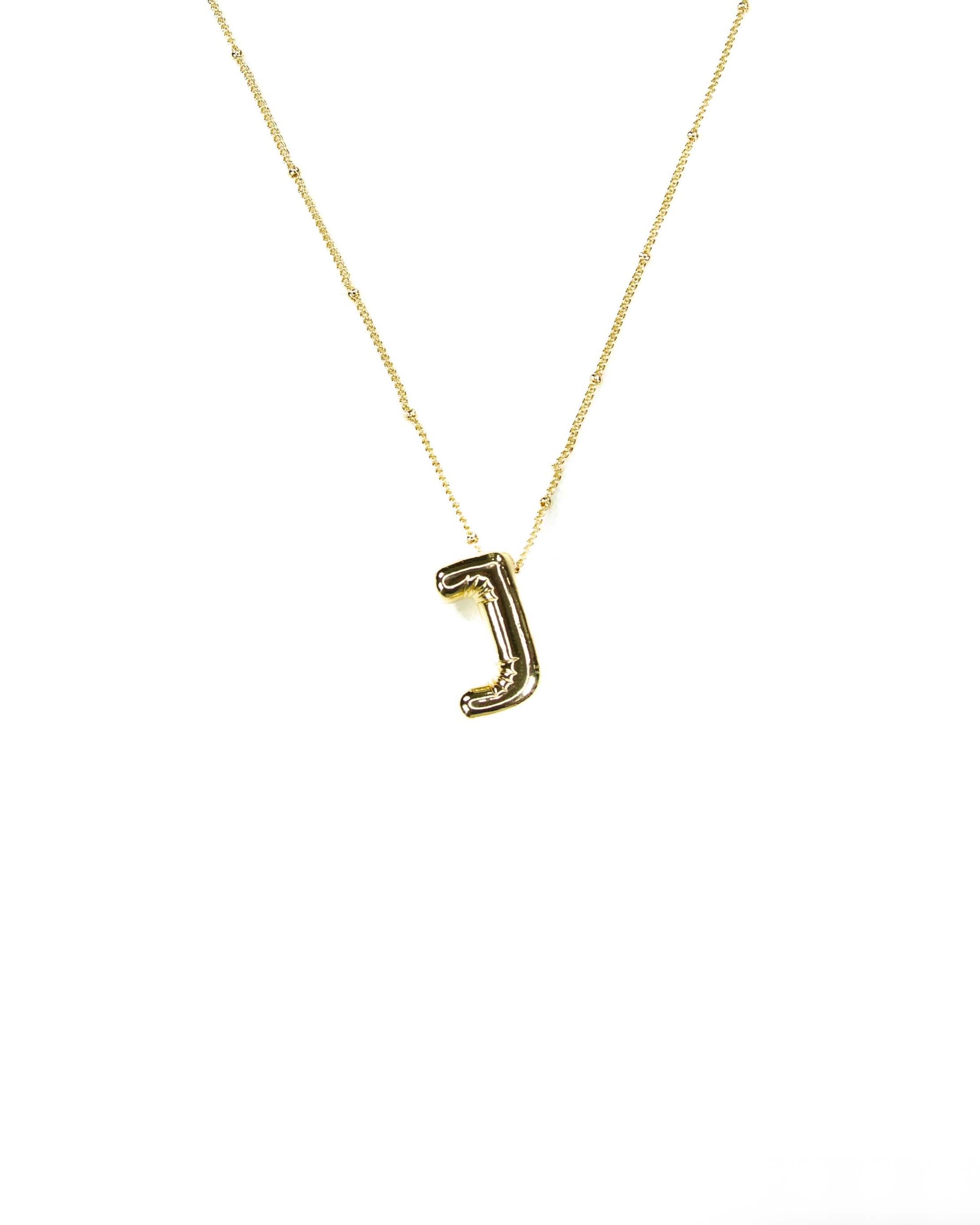 Initial Balloon Bubble 18K Gold Necklace: J / Gold Filled - FORM + CONTENT
