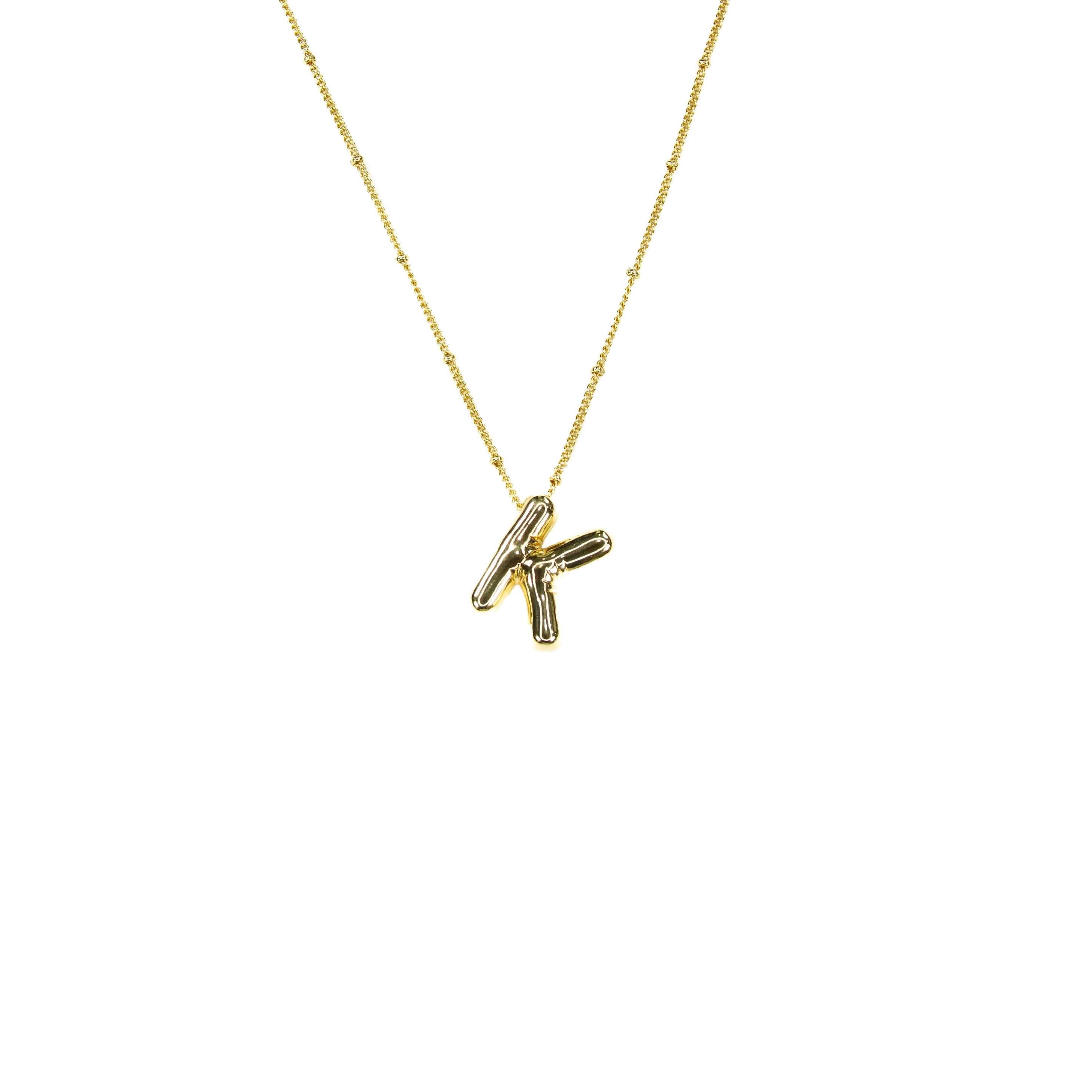 Initial Balloon Bubble 18K Gold Necklace: K / Gold Filled - FORM + CONTENT
