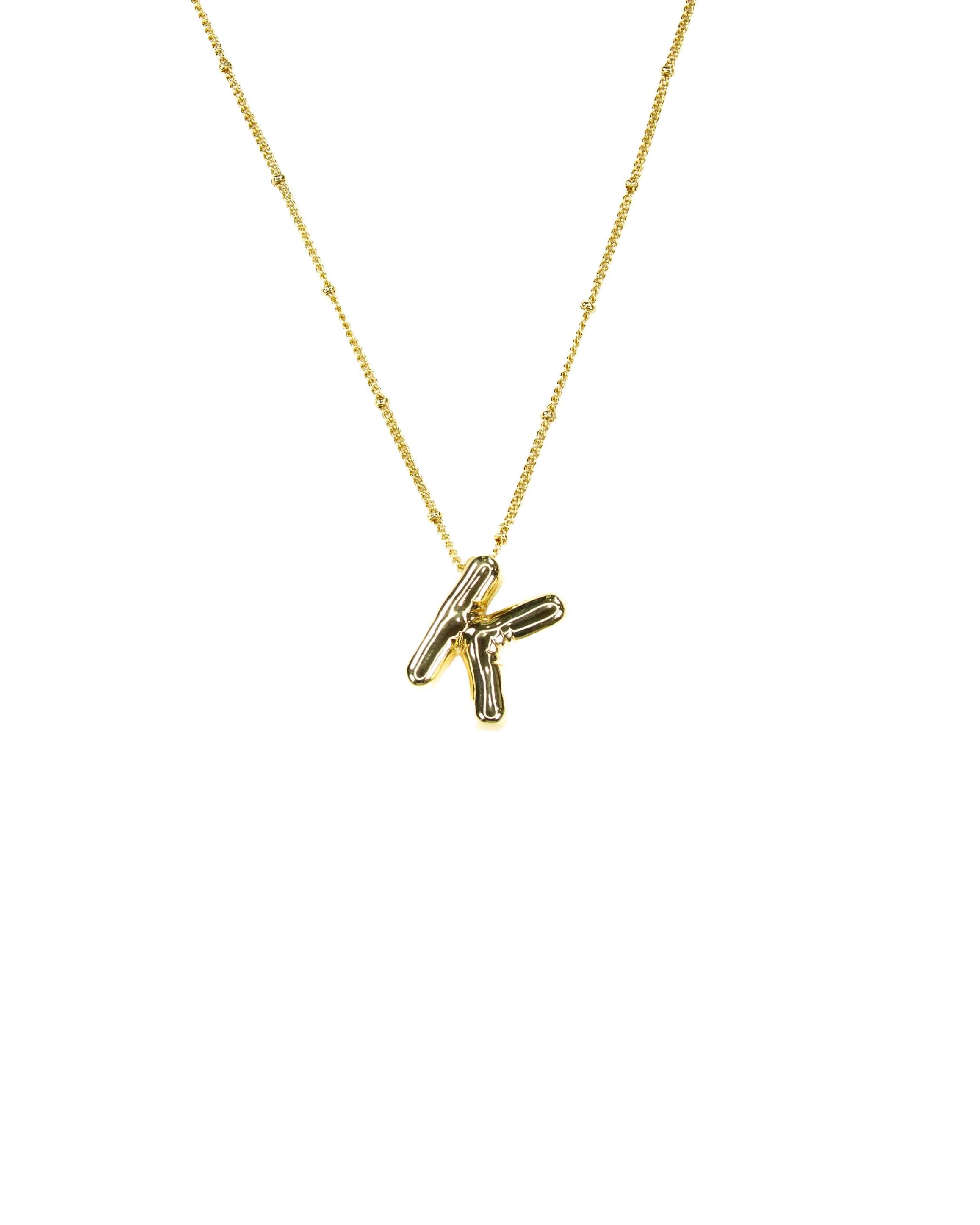 Initial Balloon Bubble 18K Gold Necklace: K / Gold Filled - FORM + CONTENT