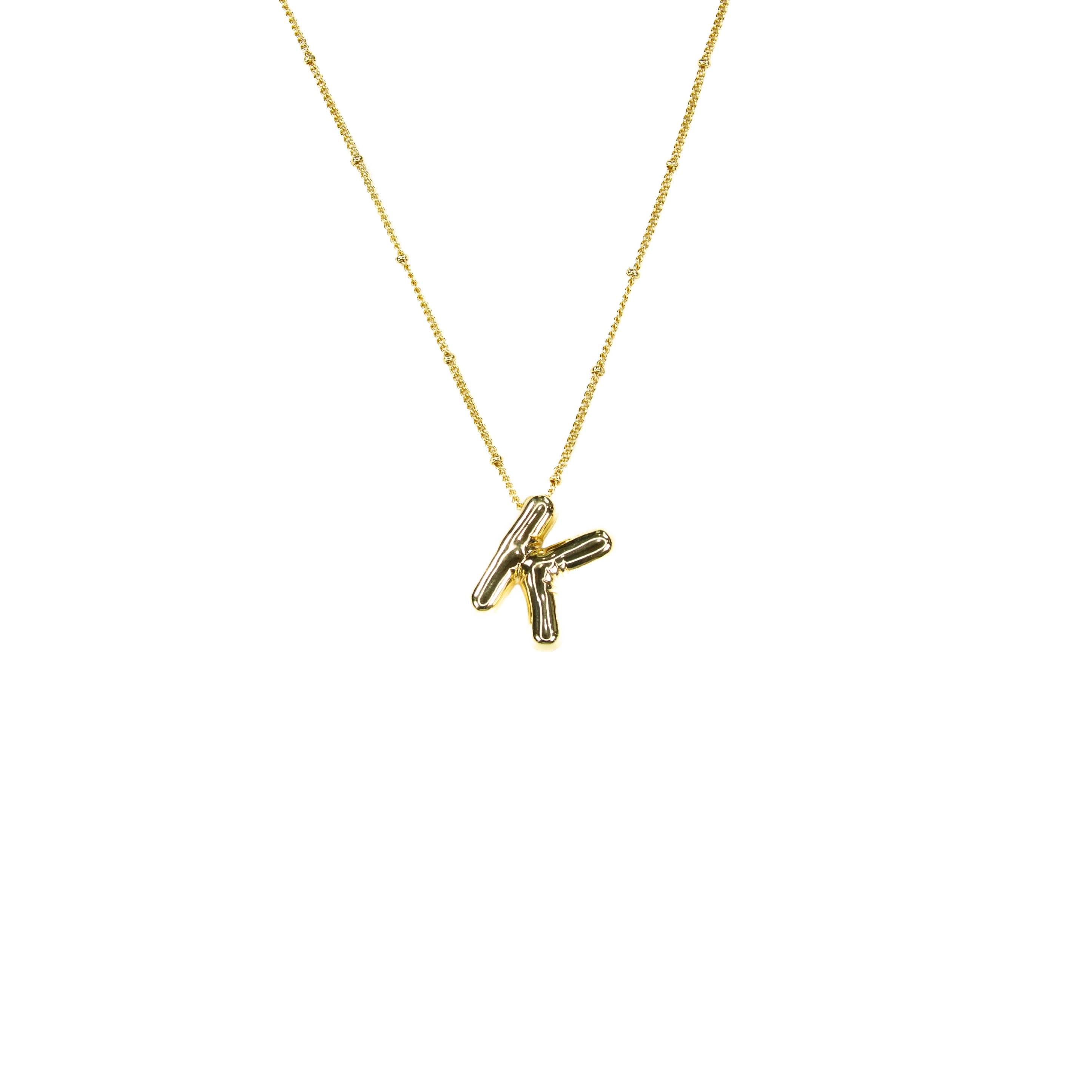 Initial Balloon Bubble 18K Gold Necklace: K / Gold Filled - FORM + CONTENT