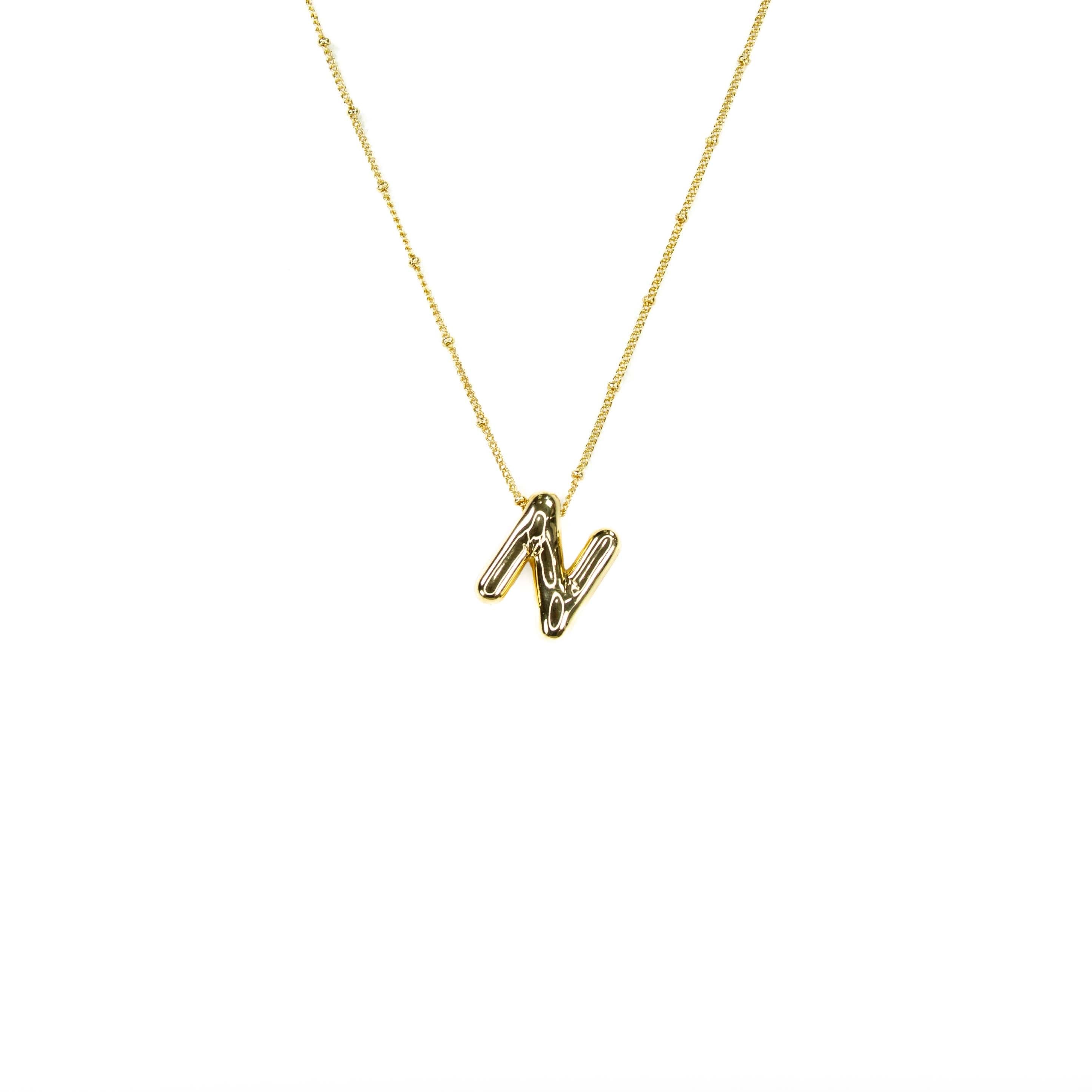 Initial Balloon Bubble 18K Gold Necklace: N Gold Filled - FORM + CONTENT