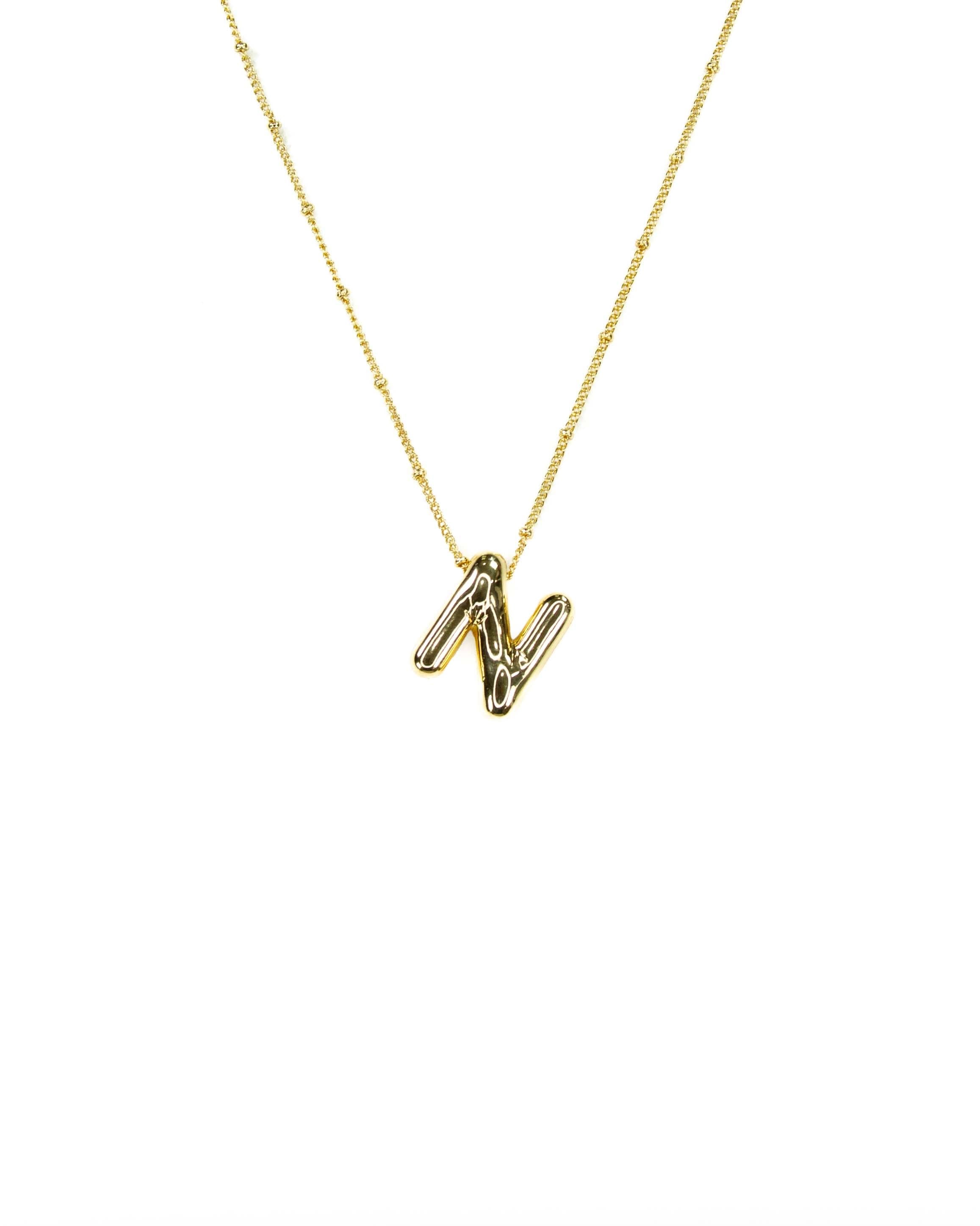 Initial Balloon Bubble 18K Gold Necklace: N Gold Filled - FORM + CONTENT