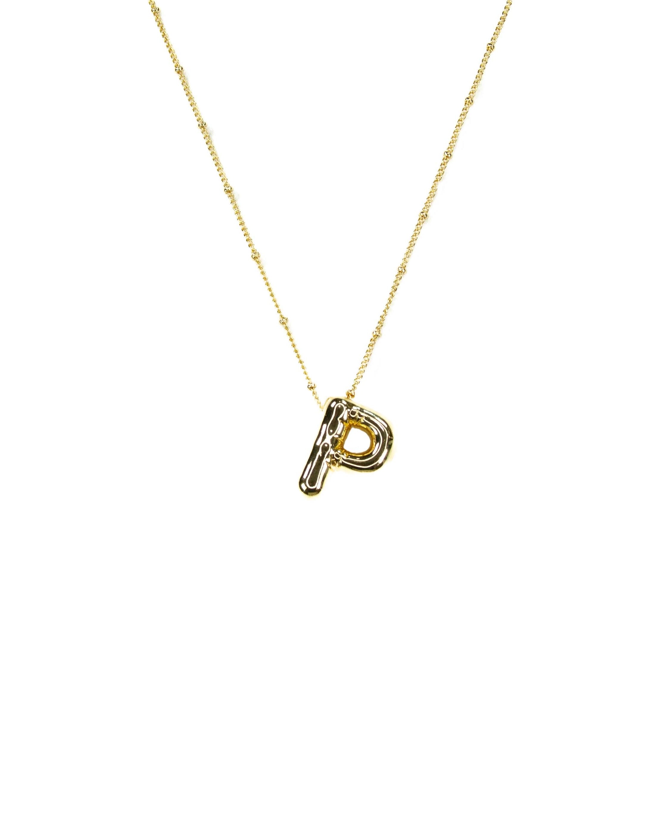 Initial Balloon Bubble 18K Gold Necklace: P / Gold Filled - FORM + CONTENT