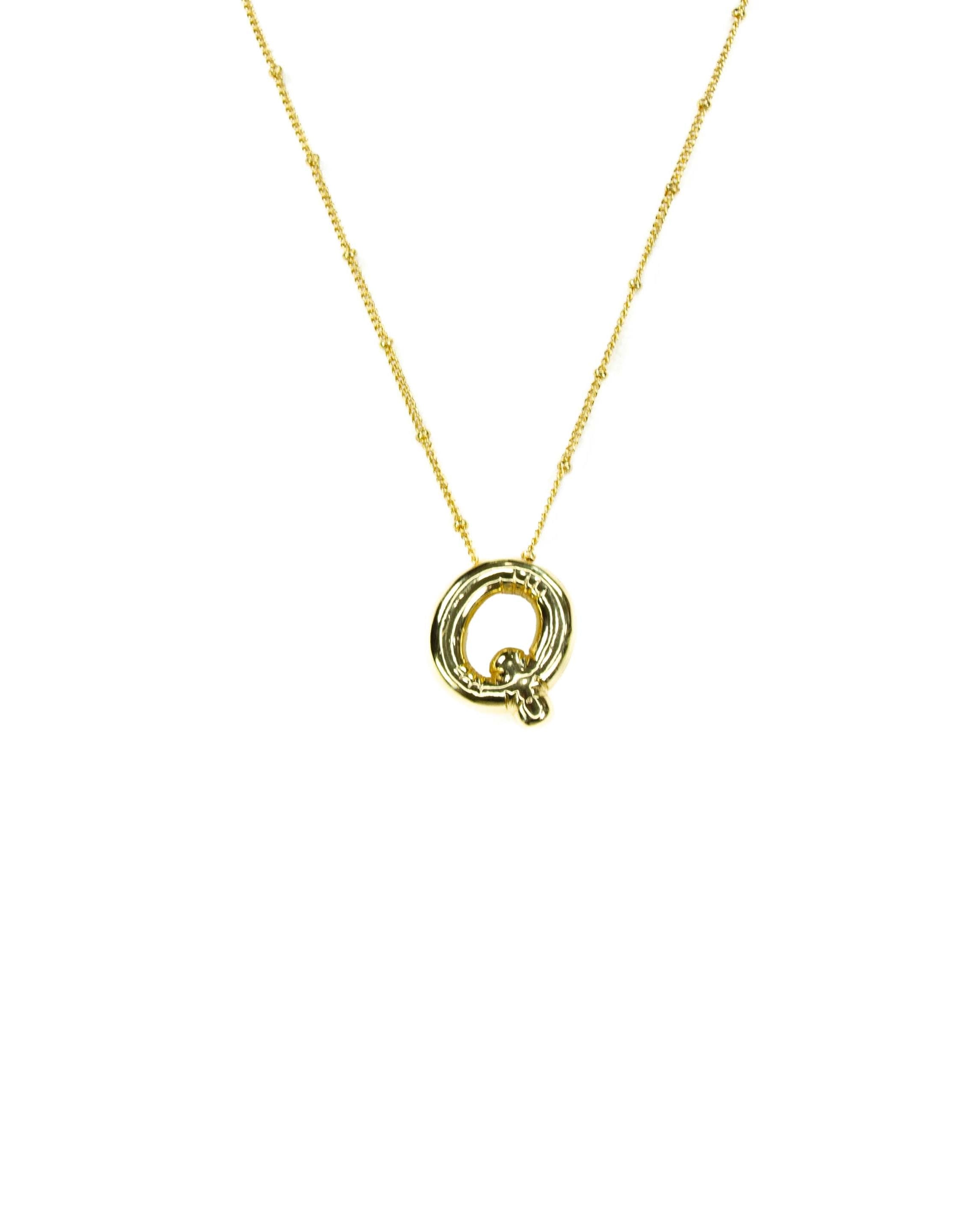 Initial Balloon Bubble 18K Gold Necklace: Q / Gold Filled - FORM + CONTENT