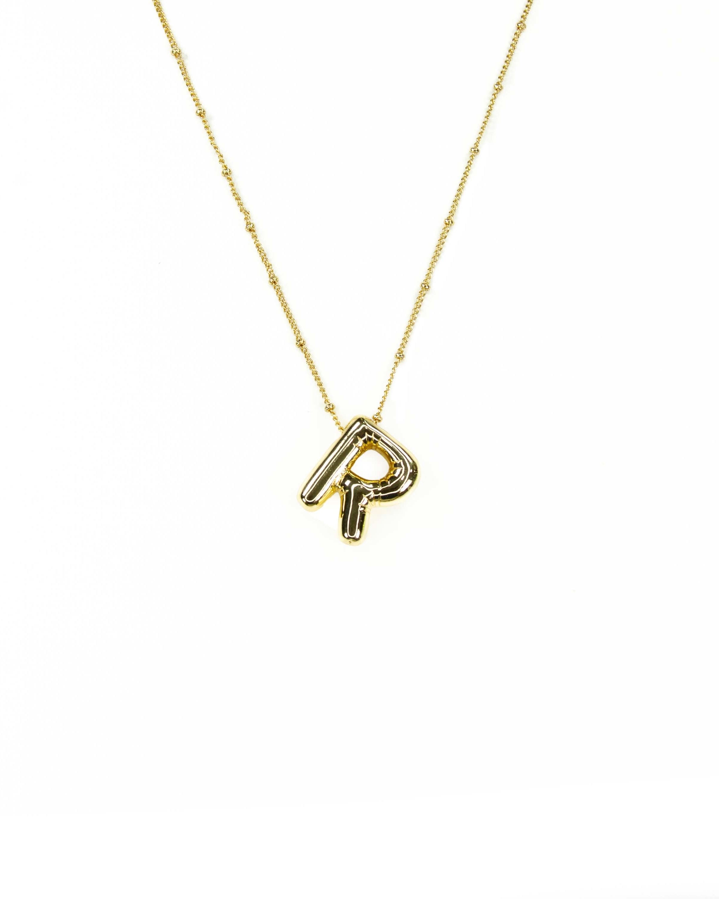 Initial Balloon Bubble 18K Gold Necklace: R / Gold Filled - FORM + CONTENT