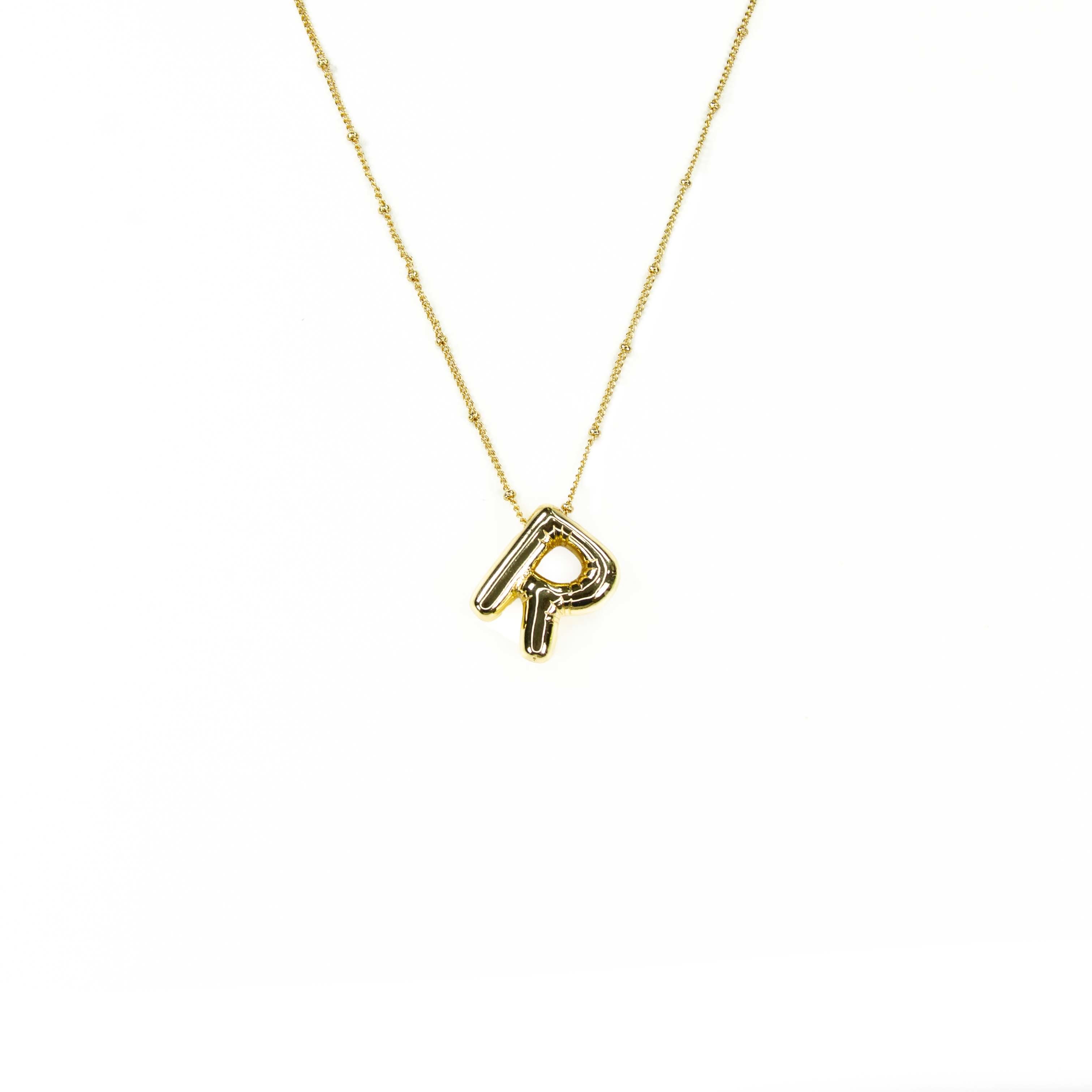 Initial Balloon Bubble 18K Gold Necklace: R / Gold Filled - FORM + CONTENT