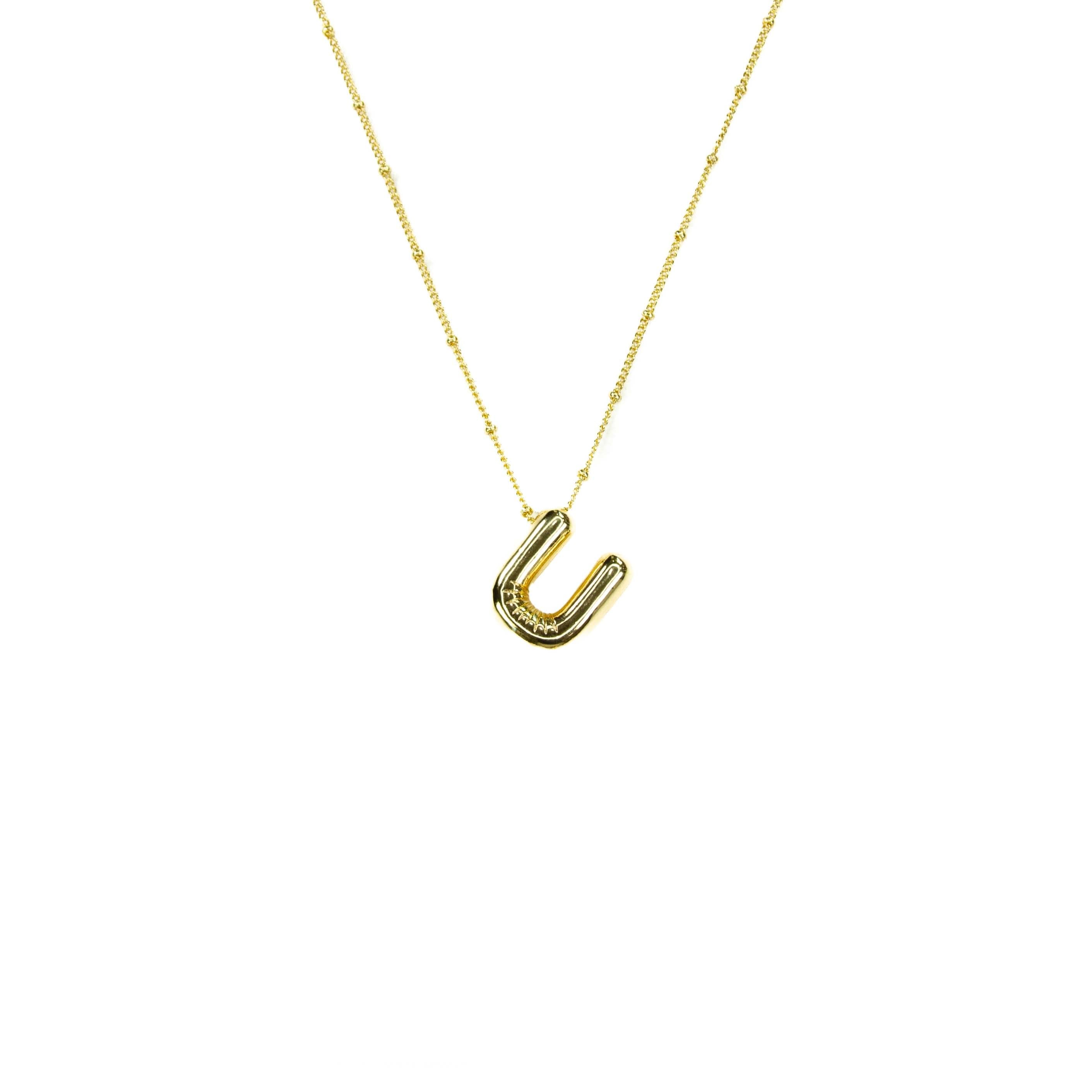 Initial Balloon Bubble 18K Gold Necklace: U / Gold Filled - FORM + CONTENT