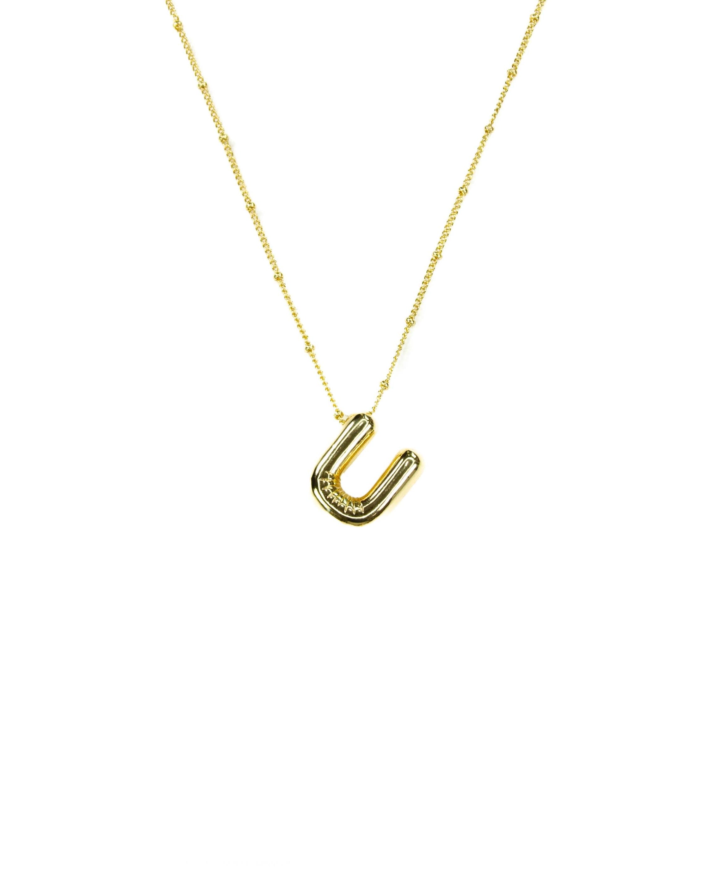 Initial Balloon Bubble 18K Gold Necklace: U / Gold Filled - FORM + CONTENT