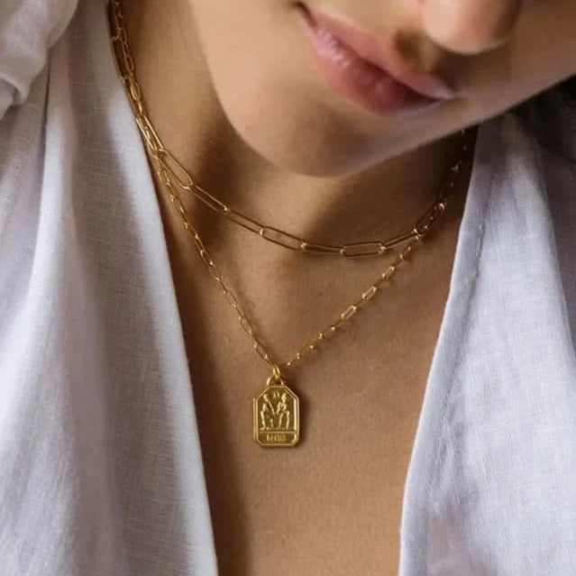 Dog Tag Zodiac Pendant Necklace - FORM + CONTENT