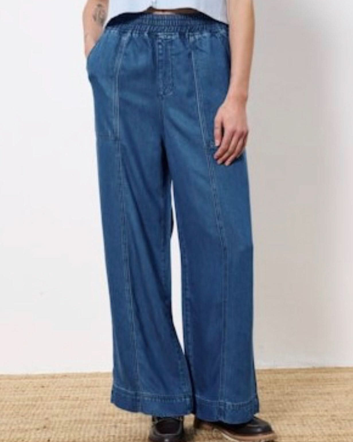 FRNCH Marine Pants – Navy Wide-Leg Women’s Trousers with Side Pockets