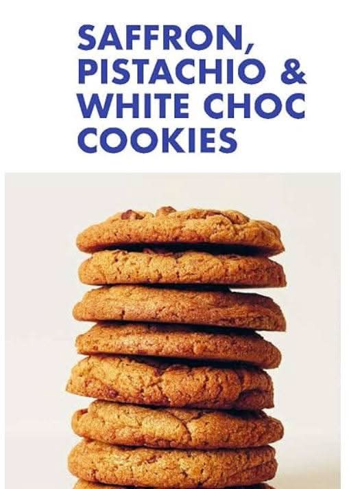 Saffron, pistachio, white chocolate cookies from cookies and crumb cookbook