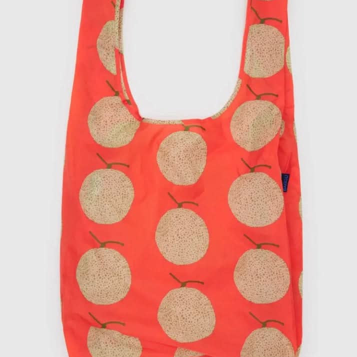 Large reusable shopping bag orange with tangerine print