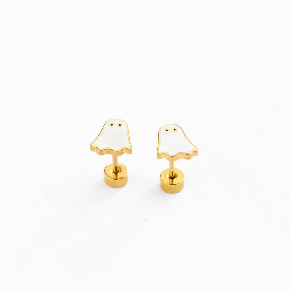 Gold-colored lamp-shaped earrings White Goust Pair