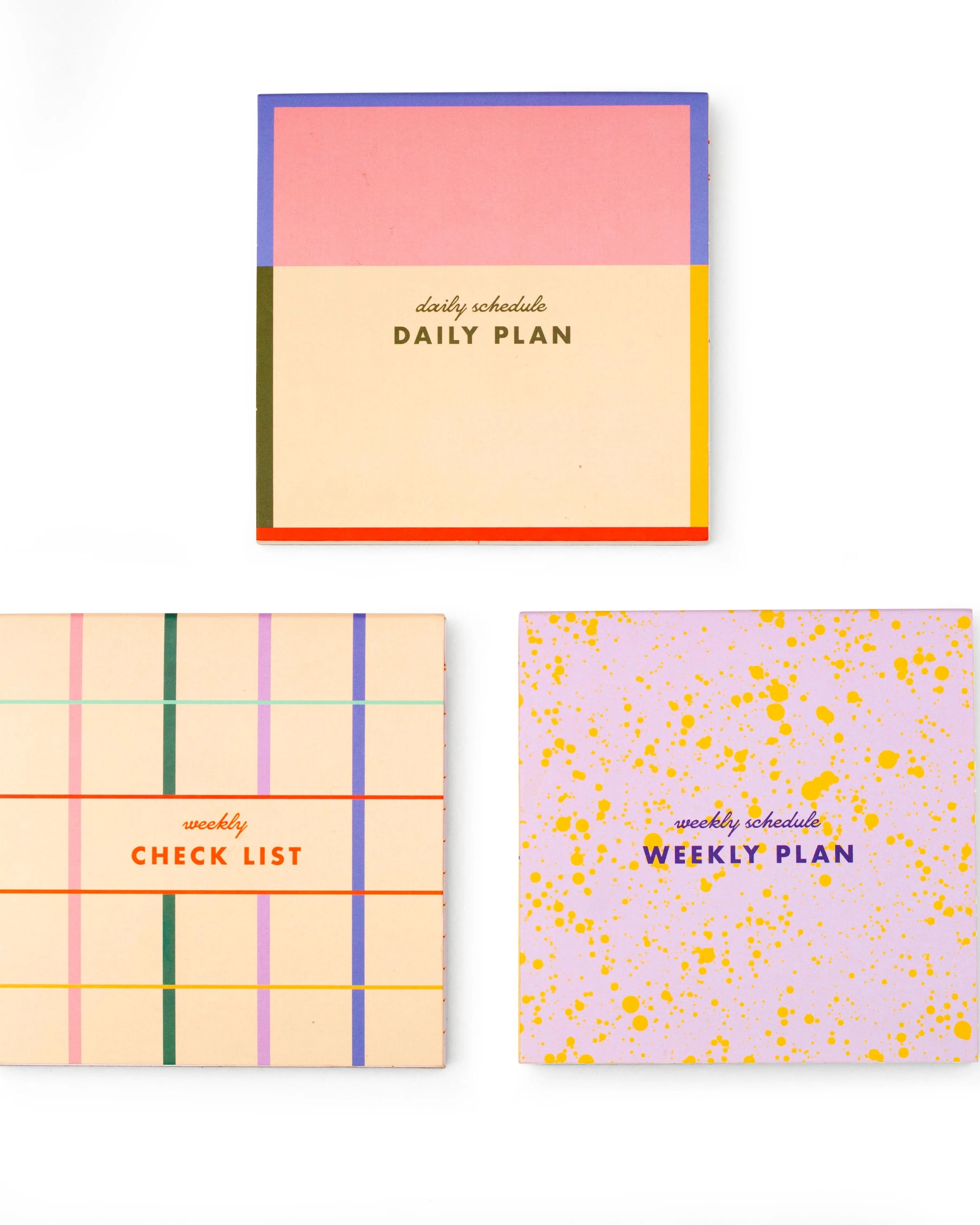 3 pack sticky note memo pads for weekly, daily, and checklist