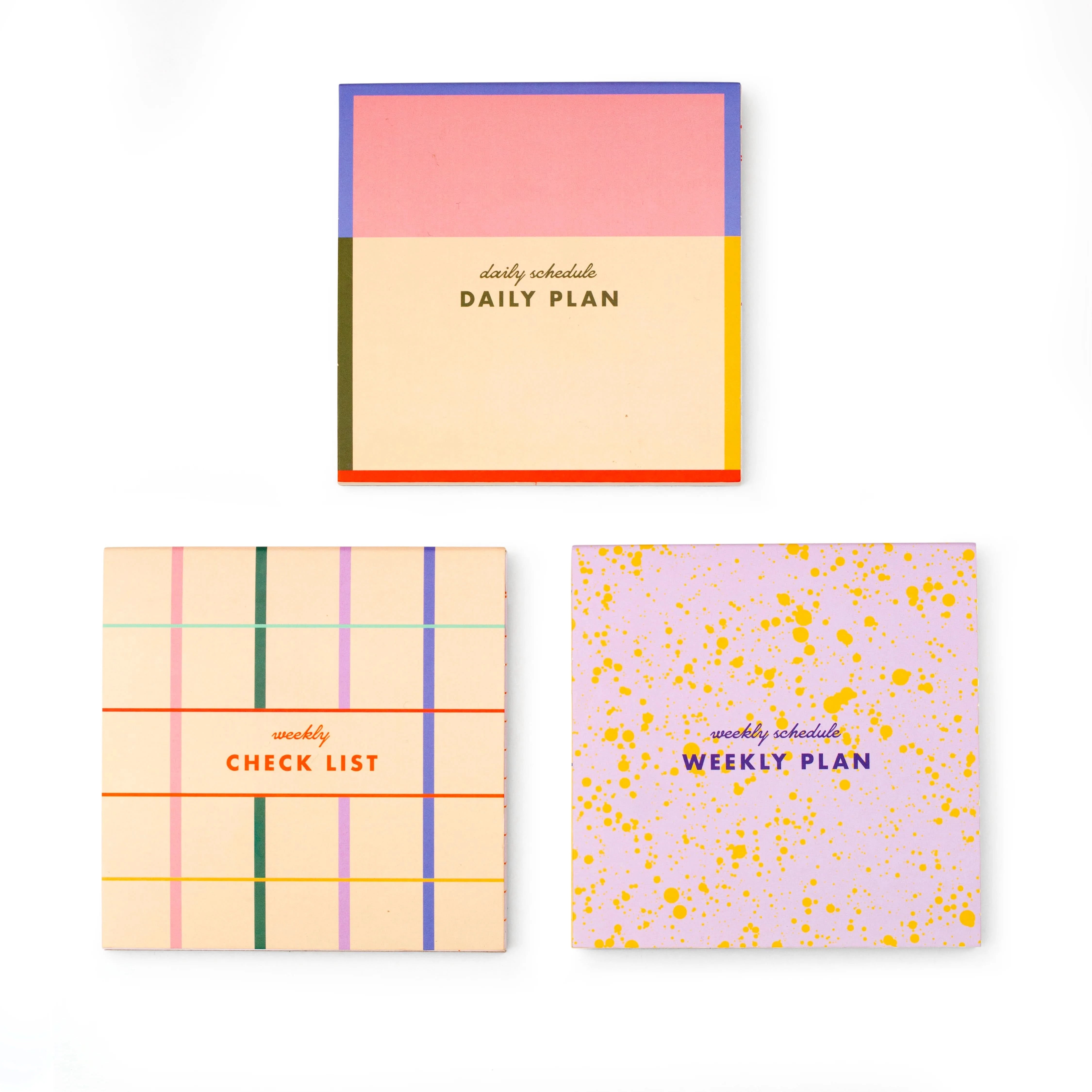 3 pack sticky note memo pads for weekly, daily, and checklist