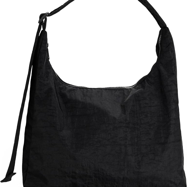 Black shoulder bag on a white background