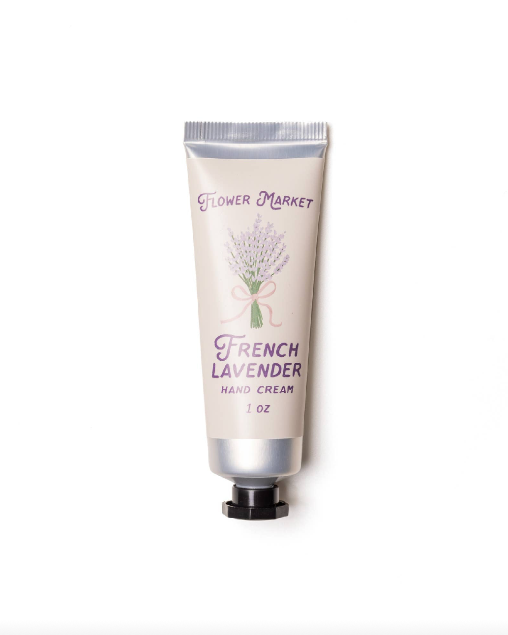 Tube of French Lavender hand cream from Flower Market on a white background