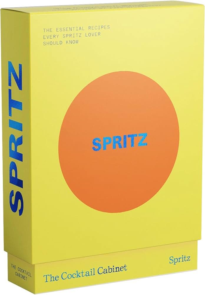 Yellow box with orange circle and blue text 'Spritz' on a white background
