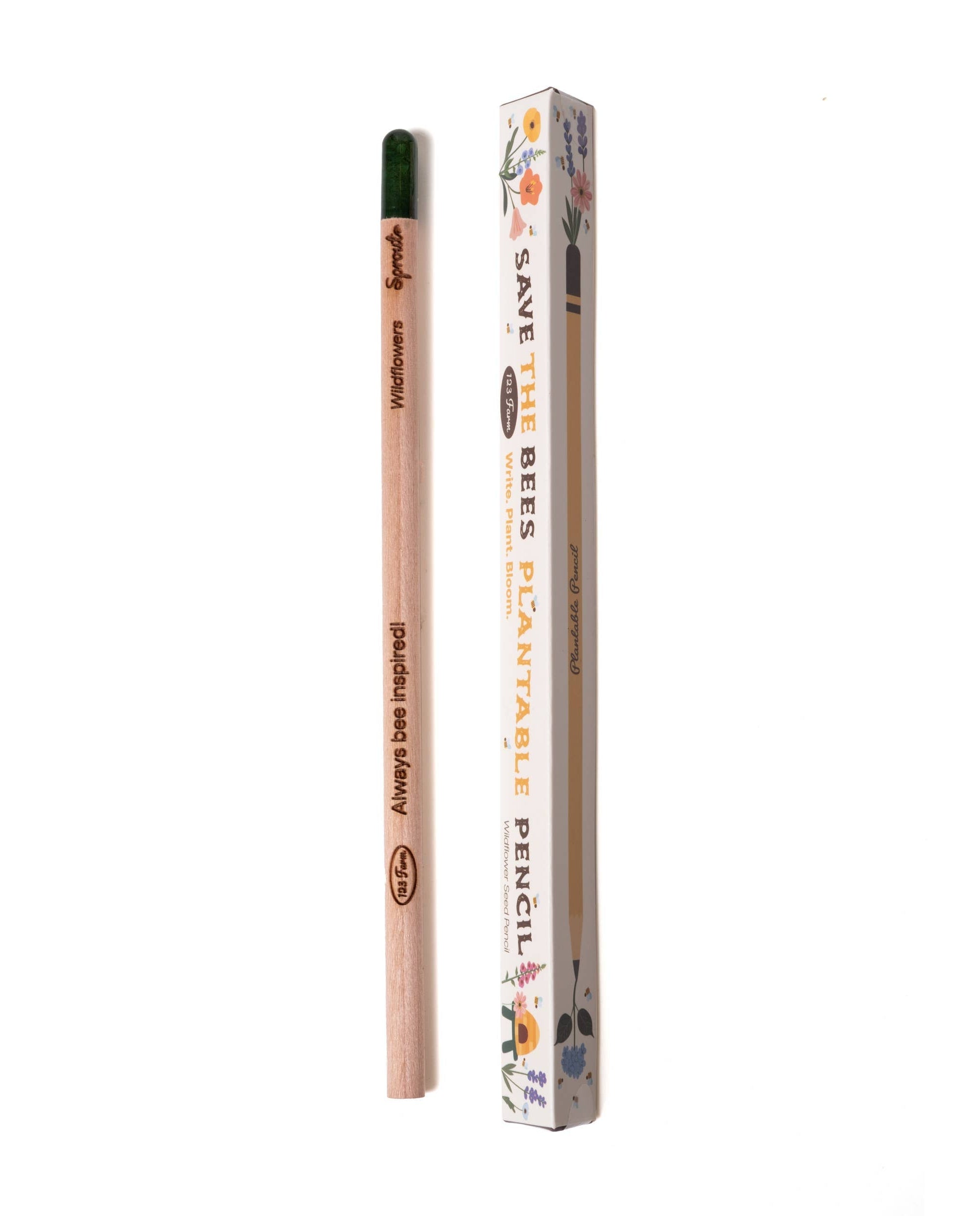Plantable pencil with packaging on a white background