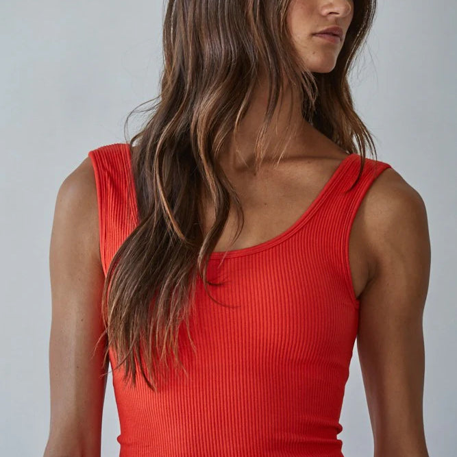 Wide Strap Ribbed Tank Top