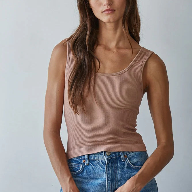 Wide Strap Ribbed Tank Top