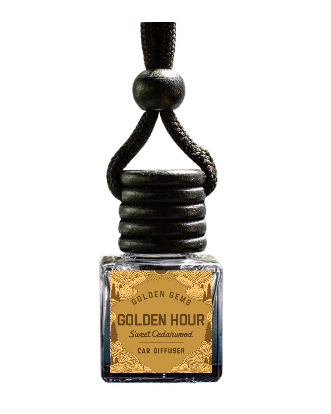 Car diffuser with 'Golden Hour' label on a white background