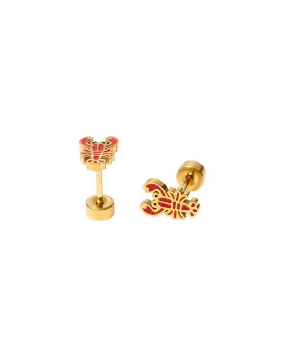 Silver heart-shaped earring with clear gemstones on a white background
