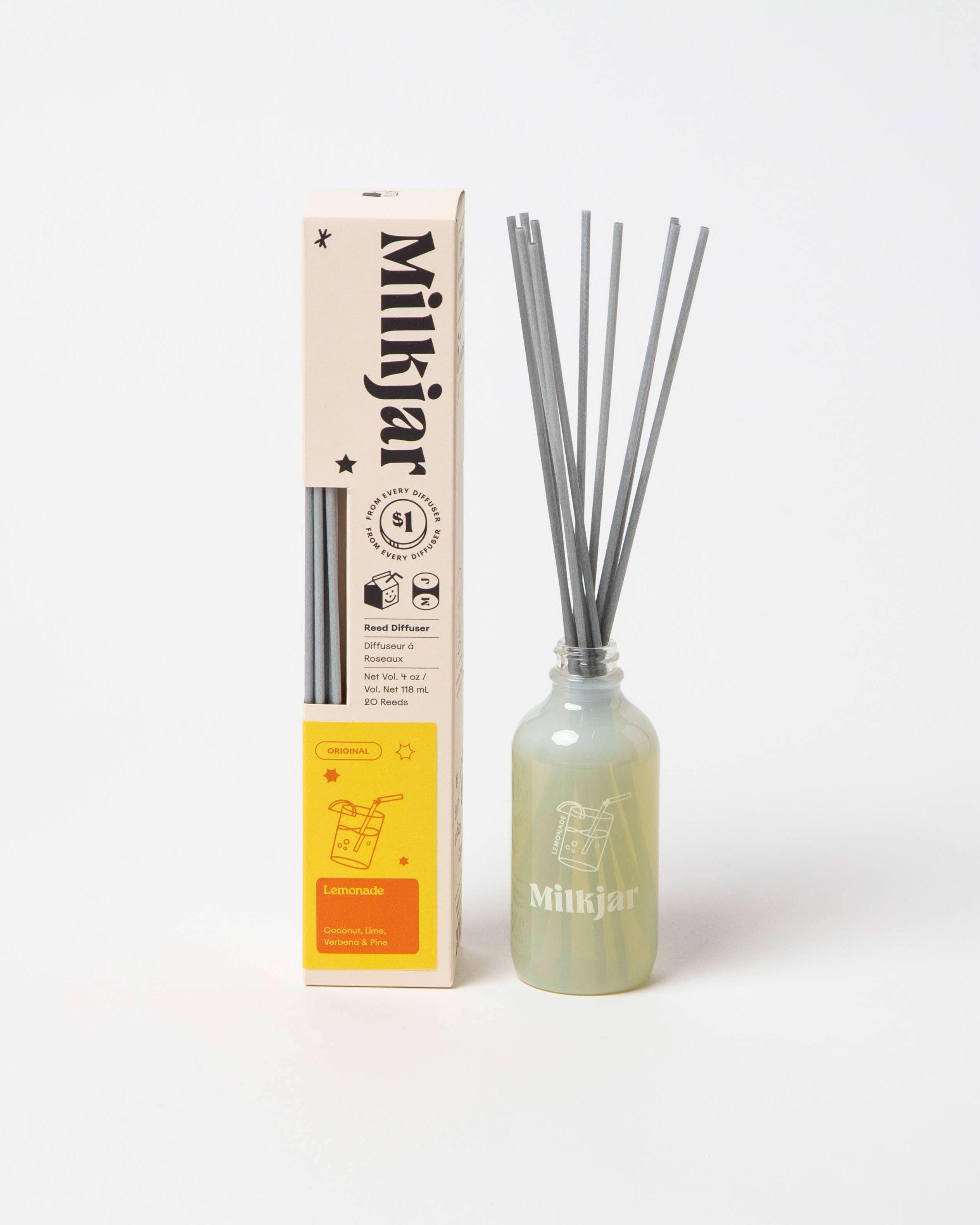 Original Reed diffusers in grey and white glass bottle