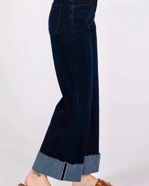 Dark blue wide-leg Bianca A-Line Leg Cuff Jean