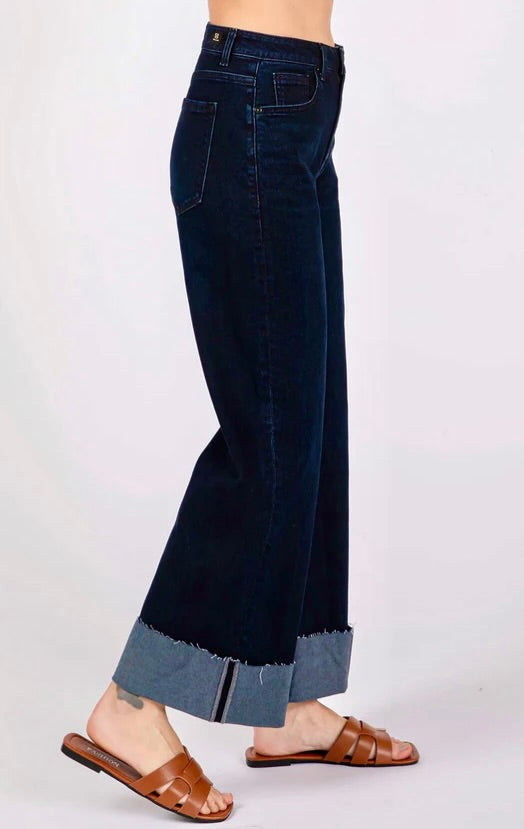 Dark blue wide-leg Bianca A-Line Leg Cuff Jean