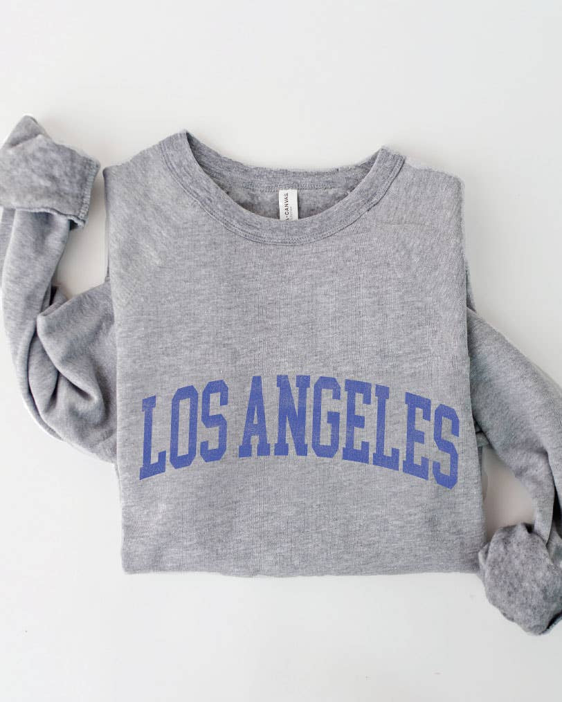 Los Angeles Sweatshirt in a gray color, featuring the words "LOS ANGELES" printed in large capital letters.