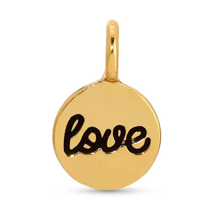 Lucky Feather Charm Garden Charms
Gold pendant with 'love' engraved on a white background