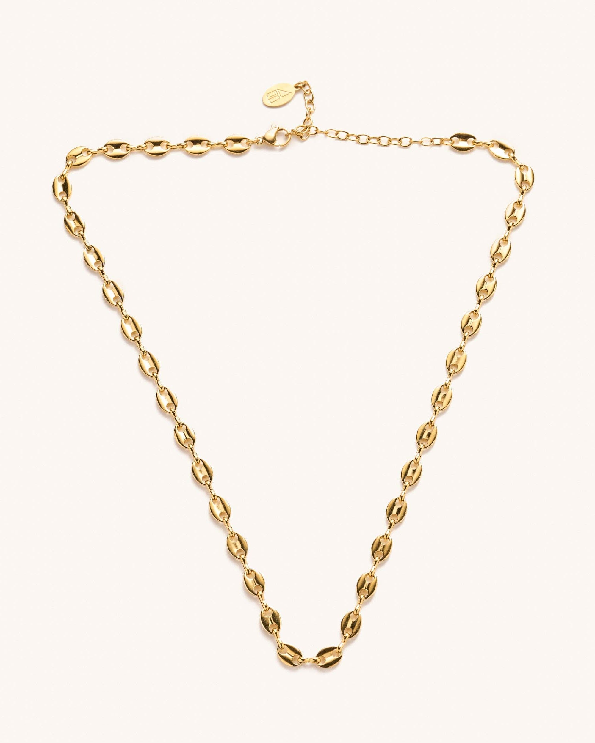 Beautiful gold coffee bean style chain choker necklace