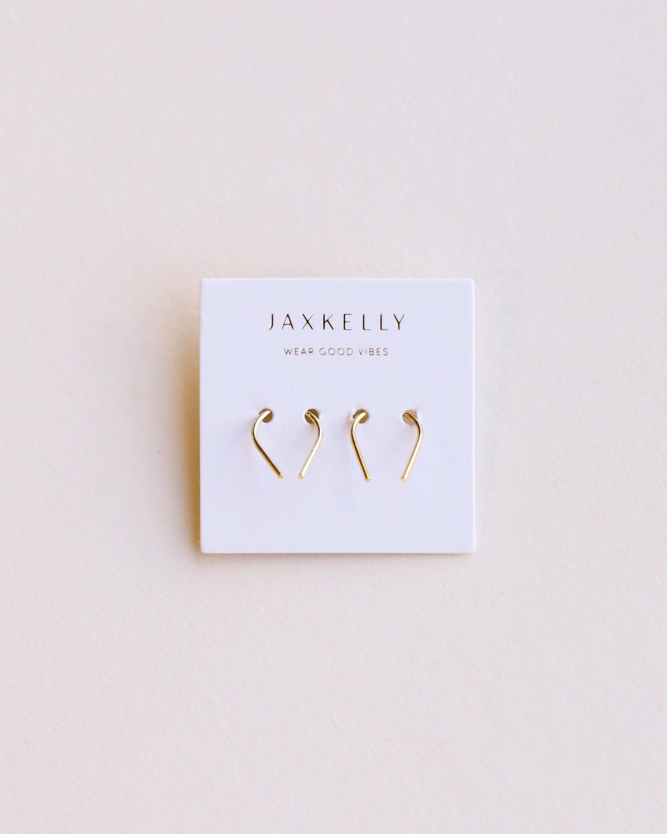 Simple thin gold horseshoe earrings from Jax kelly thread through