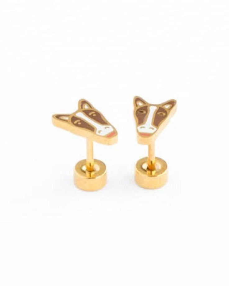 Pip Pop Flat Back Earrings - Horse Gold fox-shaped earrings