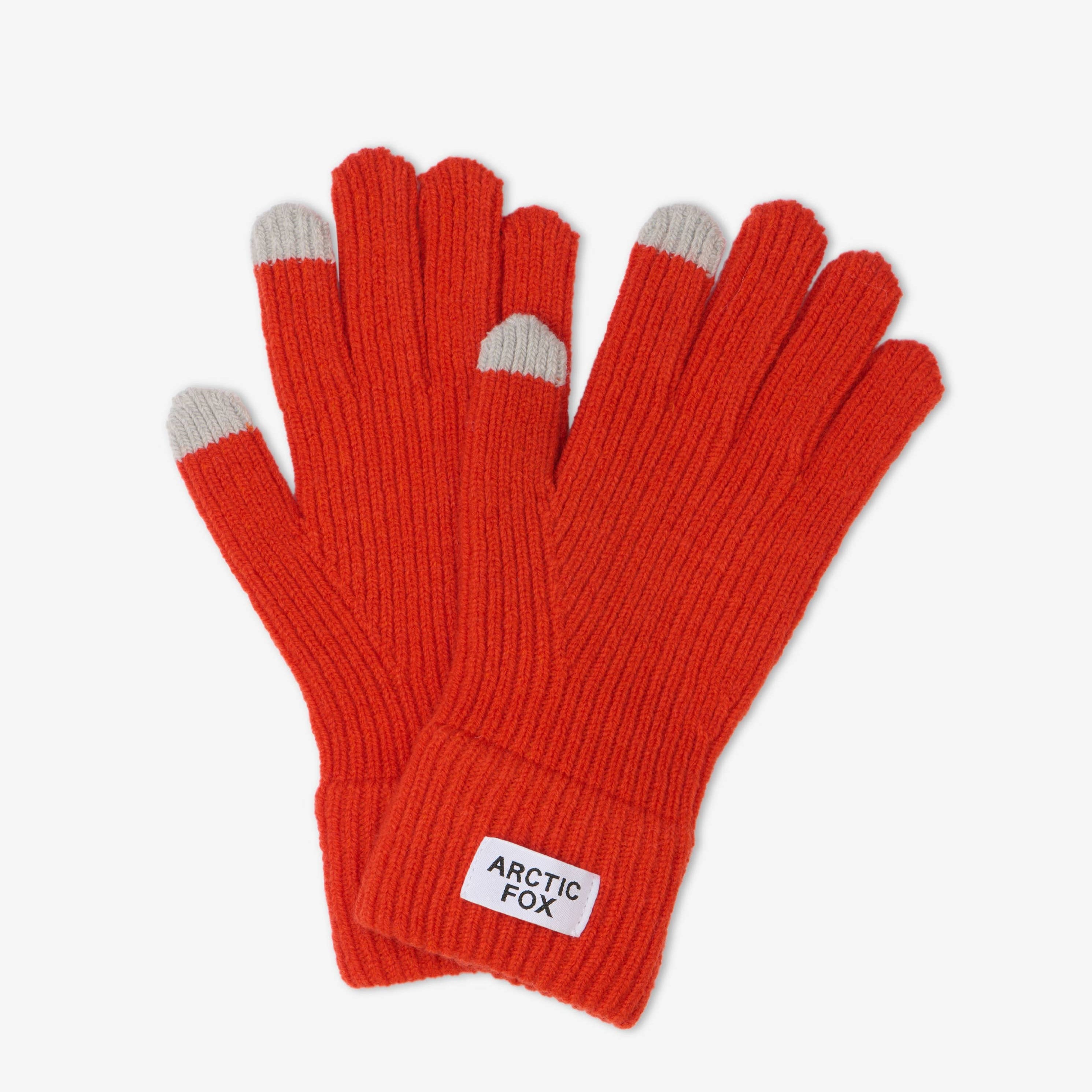 Red gloves with gray tips on a white background