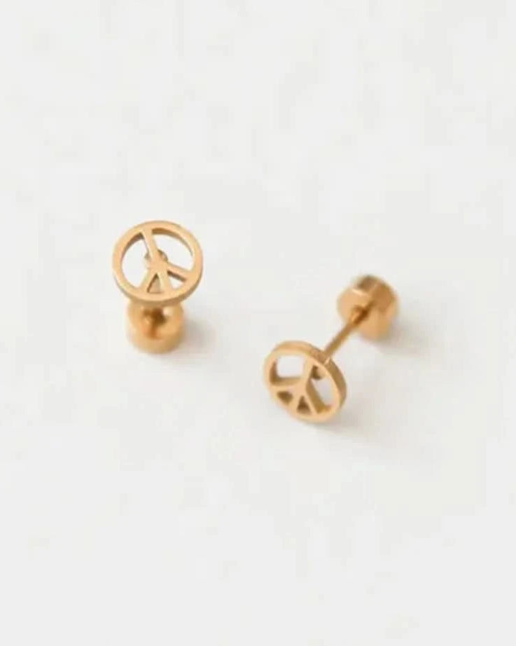 Pip Pop Flat Back Earrings - Round Peace