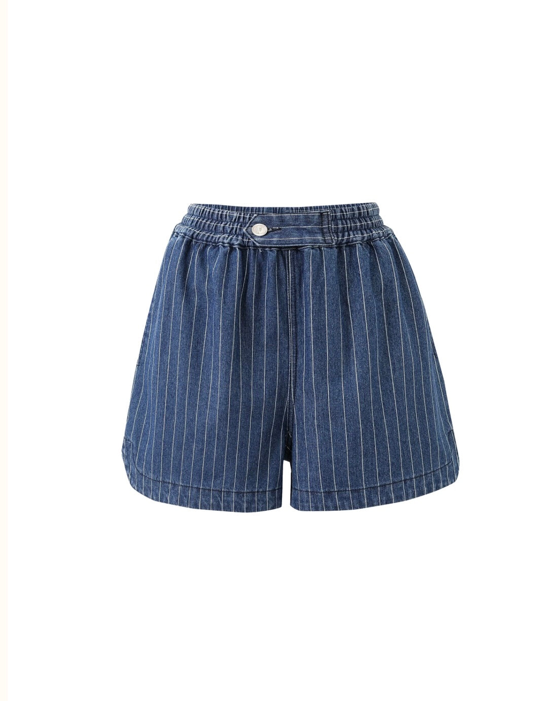 Blue striped shorts on a white background