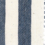Close up on blue and white vertically striped pants