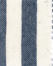 Close up on blue and white vertically striped pants