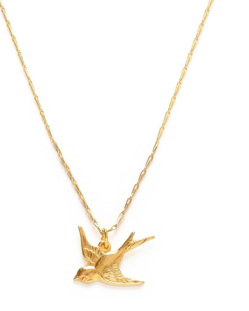 gold tiny swallow charm necklace Gold bird pendant necklace