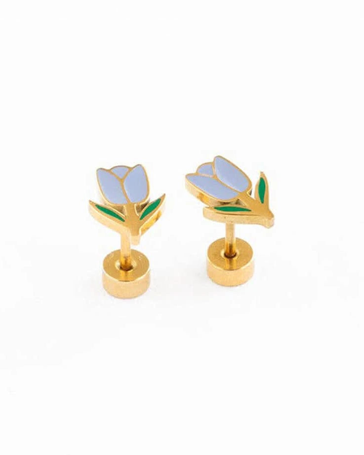 Pip Pop Flat Back Earrings - Tulip