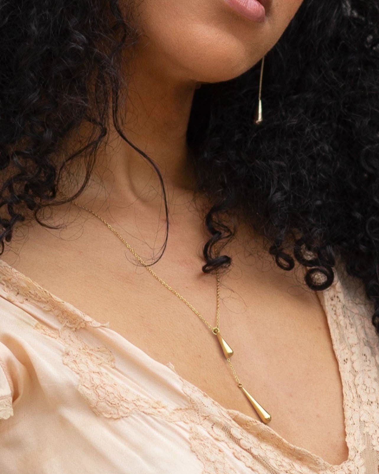 Tear Drop Threader Necklace