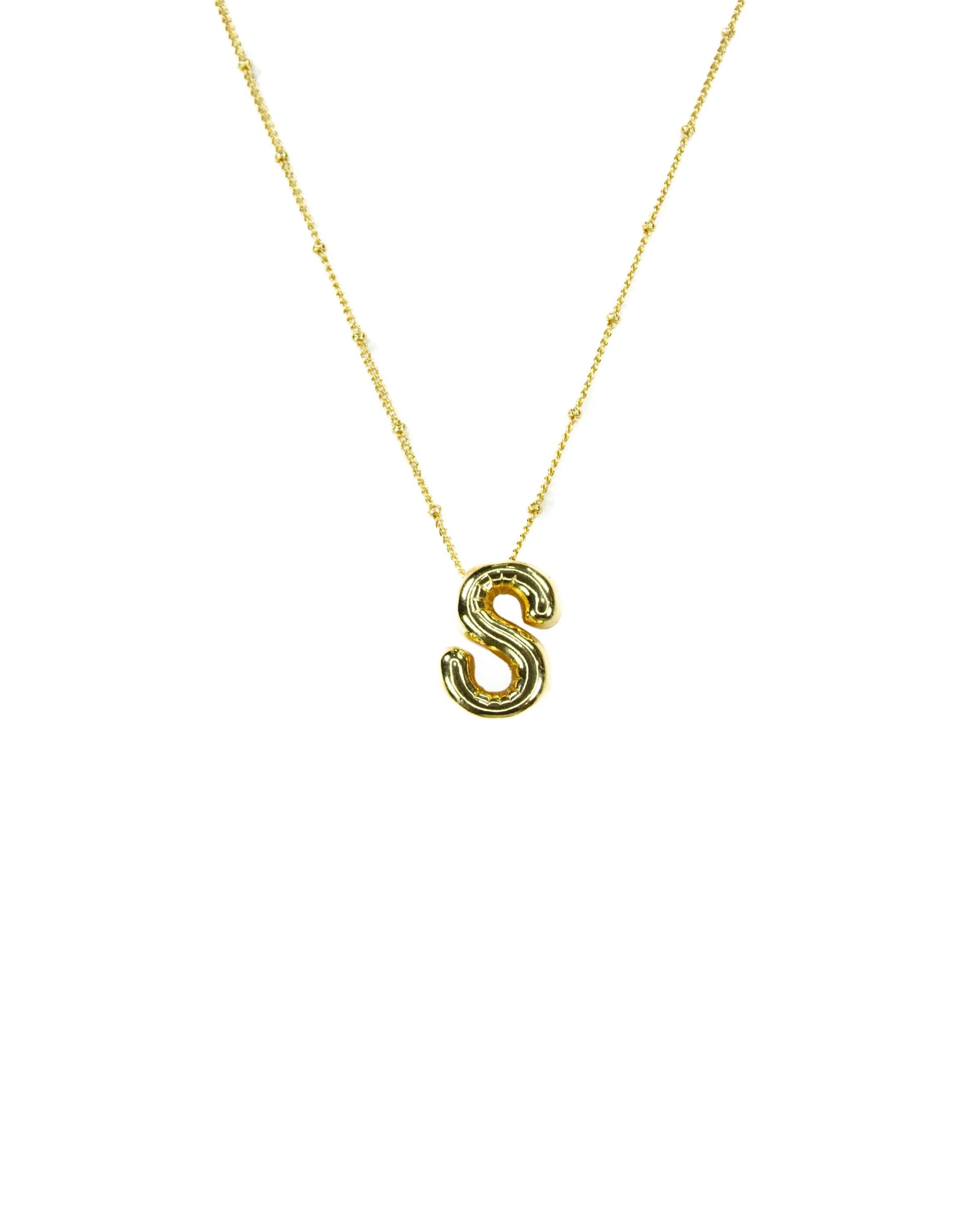 Initial Balloon Bubble 18K Gold Necklace: B / Gold Filled - FORM + CONTENT