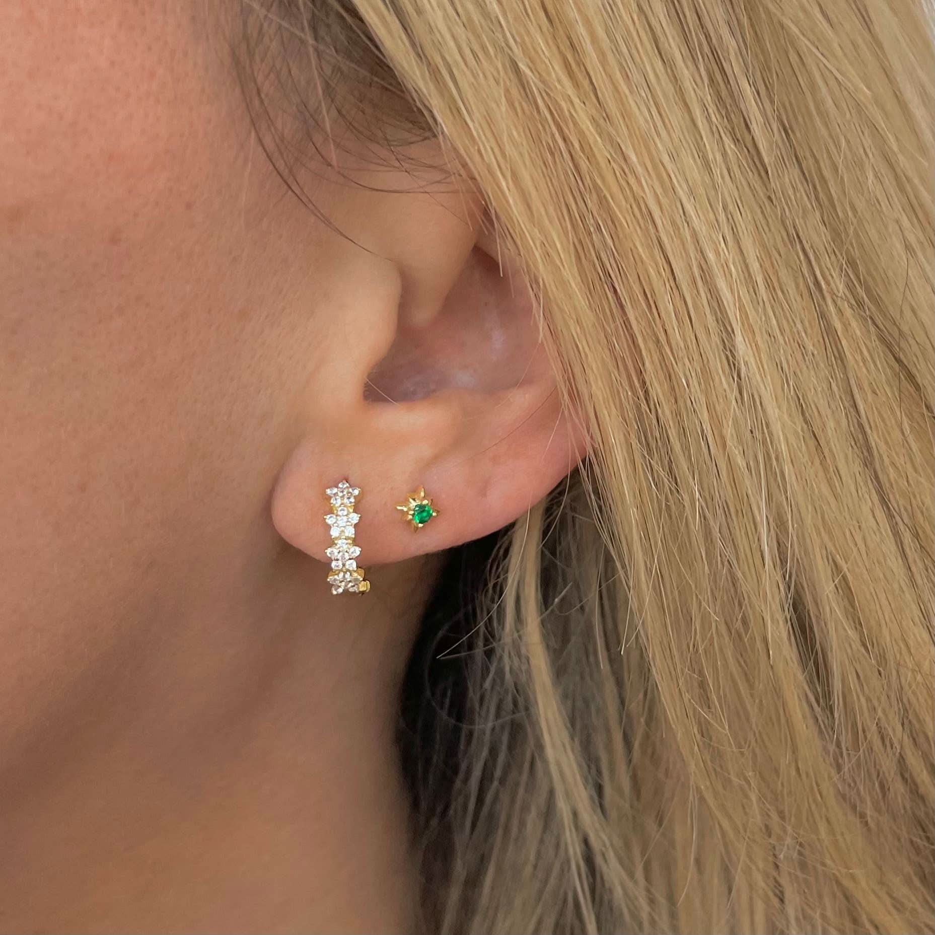 Brooklyn Mini Emerald Studs - FORM + CONTENT