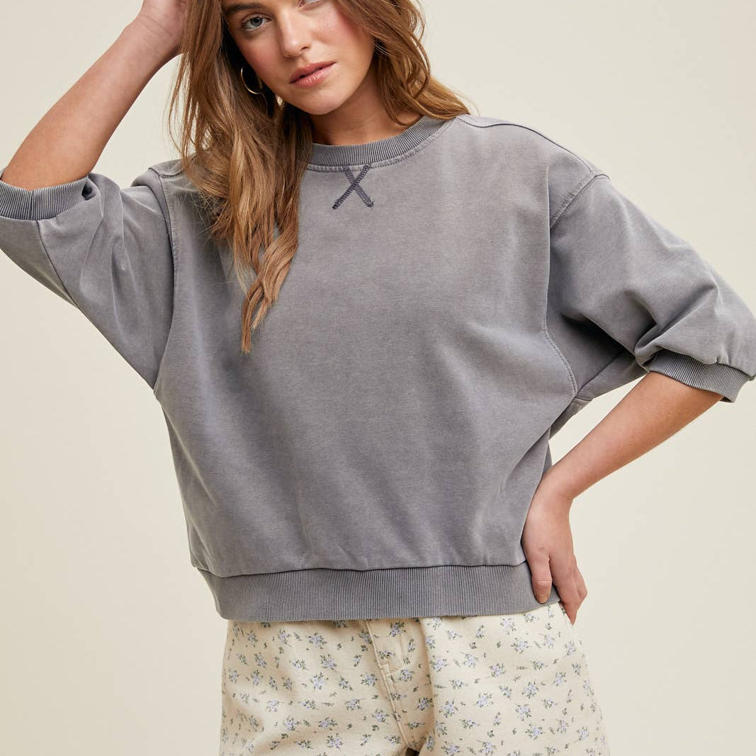 1/2 Sleeve French Terry Knit Top