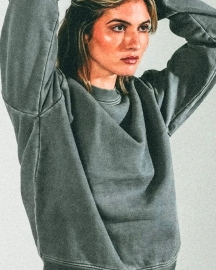 Person wearing a Cotton Collective Heavy Crew Sweatshirt