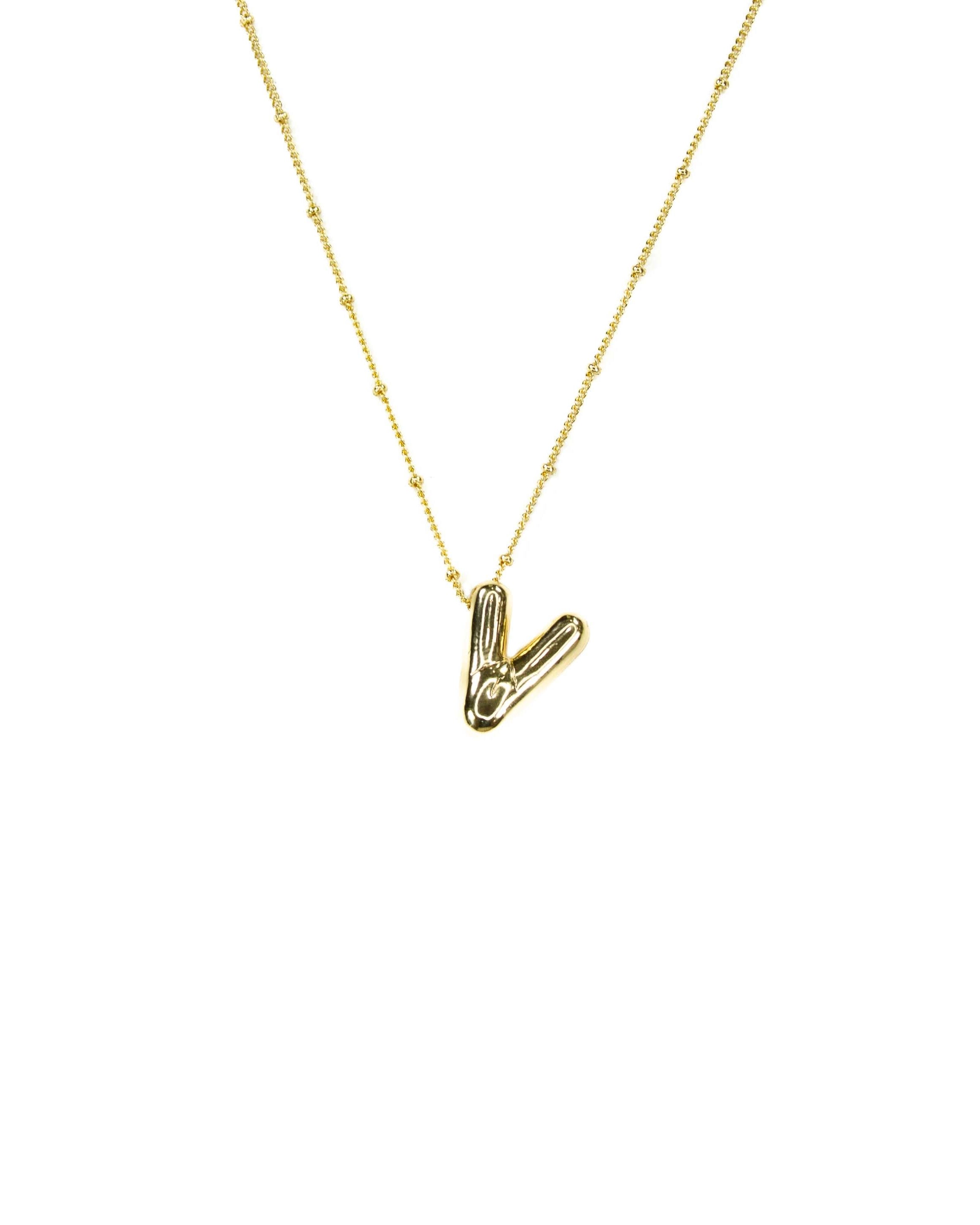 Initial Balloon Bubble 18K Gold Necklace: B / Gold Filled - FORM + CONTENT