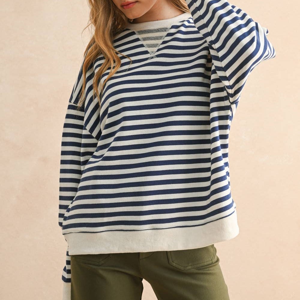 Striped Knitted Long Sleeve Pullover